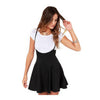 Image of Women Fashion Black Skirt With Shoulder Straps Pleated Dress