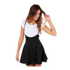 Image of Women Fashion Black Skirt With Shoulder Straps Pleated Dress