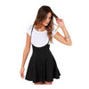 Image of Women Fashion Black Skirt With Shoulder Straps Pleated Dress