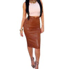 Image of 2017 New Women High Waist Classic Faux Leather Skirt Chic Slim Bodycon Pencil Skirts Party Thin Package Hip Saia Feminina