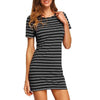 Image of 2017 New Fashion Summer Sexy Vestidos Striped Women Dress Black and White Short Sleeve Striped Loose Cotton A-Line Mini Dress