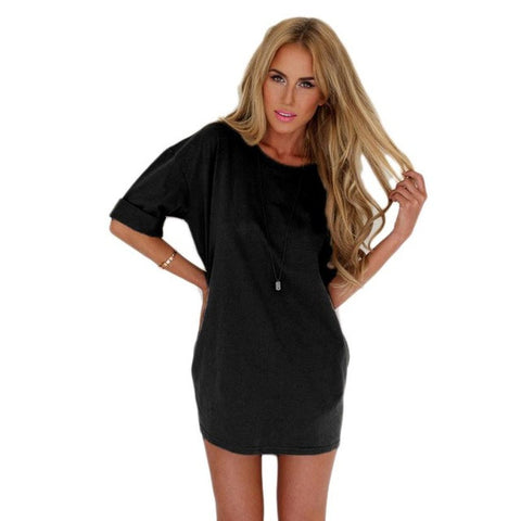 JECKSION Sexy Short Dress Women Tops 2016 Fashion Loose Chiffon Blouse Casual Dress #LYW