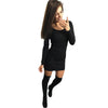 Image of Women Fashion Sexy Solid Long Sleeve Dresses Cotton Black Beach Mini Dress Office Women Dresses