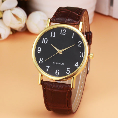 Genvivia 2017 New Women's Watch Retro Design Leather Band Analog Alloy Quartz Wrist Watch High Quality Gift wristwatch