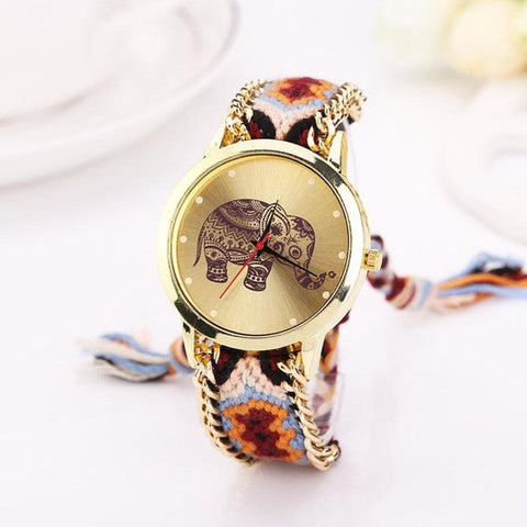 New Fashon Watches Women Elephant Pattern Weaved Rope Band Bracelet Quartz Wrist Watch Women Clock Female relojes mujer 2017