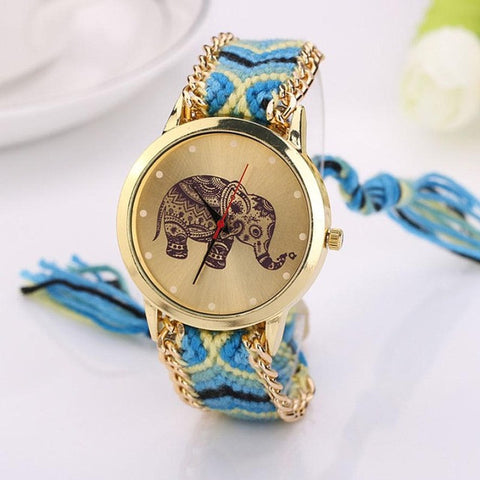 New Fashon Watches Women Elephant Pattern Weaved Rope Band Bracelet Quartz Wrist Watch Women Clock Female relojes mujer 2017