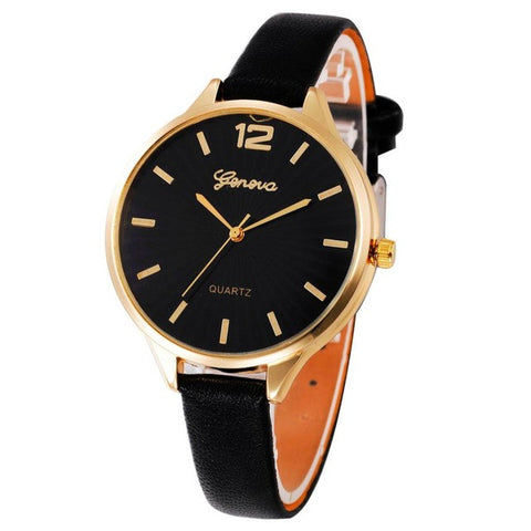 Genvivia Women Watch montre sport femme Casual Quartz Checkers Faux Leather Analog Wrist relogios de pulso feminino Waterproof