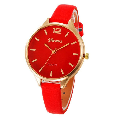 Genvivia Women Watch montre sport femme Casual Quartz Checkers Faux Leather Analog Wrist relogios de pulso feminino Waterproof