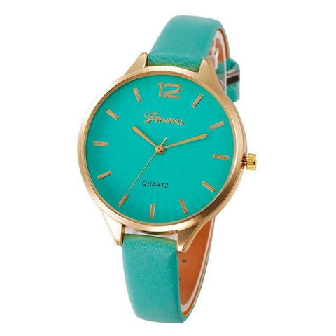 Genvivia Women Watch montre sport femme Casual Quartz Checkers Faux Leather Analog Wrist relogios de pulso feminino Waterproof