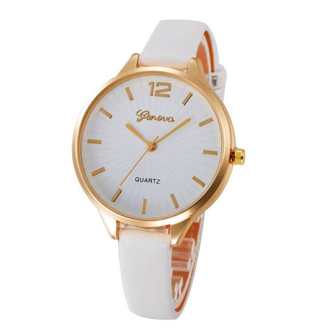 Genvivia Women Watch montre sport femme Casual Quartz Checkers Faux Leather Analog Wrist relogios de pulso feminino Waterproof