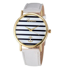 Women Watches Striped Anchor Female PU Leather Fashion Wristwatches Ladies Clock Relojes Mujer relogio feminino 2017 #527