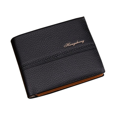 Hengsheng  Men Short black leather men's wallet Card Holder men Purse Drop shipping #7m