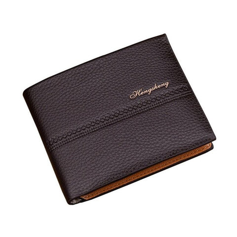 Hengsheng  Men Short black leather men's wallet Card Holder men Purse Drop shipping #7m