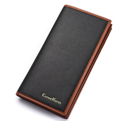 Curewe Kerien Men Business Fashion Leather Card Cash Receipt Holder Organizer Bifold Wallet Men Long Purse