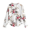 Image of Summer Autumn Fashion Blouse For Women Casual Print Flower Long Sleeve White Chiffon Shirt Top blusas feminina verao