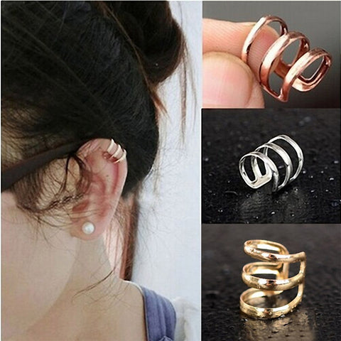 1PC 2017 Brand New Punk Rock Ear Clip Cuff Wrap Earrings No piercing-Clip Women Men Party Jewelry Cheap Wholesale Free Shipping