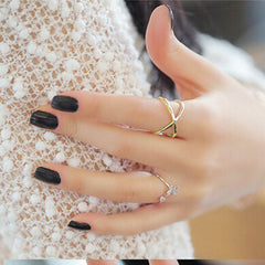 Cross the three-dimensional hollow around ring Women Finger X Cross Three-dimensional Hollow Out Alloy Ring