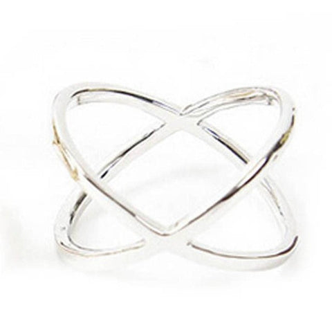 Cross the three-dimensional hollow around ring Women Finger X Cross Three-dimensional Hollow Out Alloy Ring