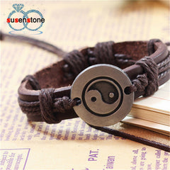 SUSENSTONE Vintage Bracelet 2016 Hot Sale Tai Chi Ying Yang Men Women Wristband