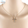 Image of SUSENSTONE Women Girl Rhinestone Cross Pendant Alloy Necklace Clavicle Chain