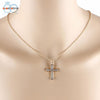 Image of SUSENSTONE Women Girl Rhinestone Cross Pendant Alloy Necklace Clavicle Chain