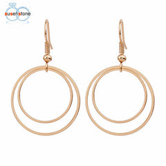 SUSENSTONE Minimalist Personality Geometry Double Circle Earrings Drop Earrings