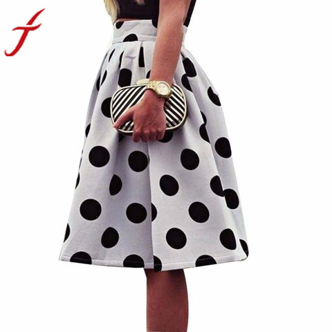 JECKSION Umbrella Skirt for Women 2016 Fashion White Bodycon Black Polka Dot Retro Puff Skirts European and American Style #LYW