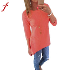 Hot Sale Fashion Women Autumn Winter Blouses Loose Pullover Shirt Three Quarter Tops Blouse Yellow Pink Blue Green Shirt Blusa