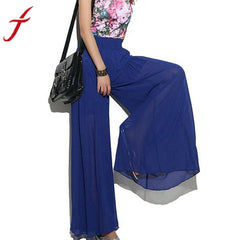 New Lady Wide Leg Chiffon High Waist Pants Long Loose Culottes Trousers Jecksion #LYW