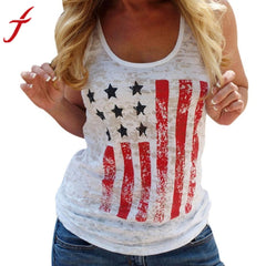 Women Blouses Women Summer Printing US Flag Blouse Short Sleeve Casual Tank Tops High Quality Shirt #LSN