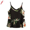 Image of 2017 Summer Chiffon Floral printing Blouse Women Casual Sleeveless Crop Top Vest Tank Shirt Cami Top Camisoles White Black