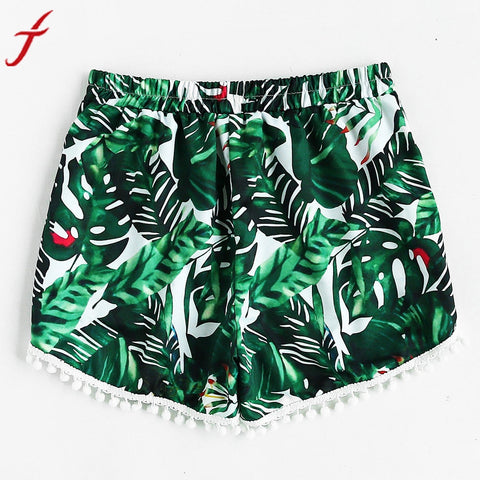 Bohemian Short Pants Fashion Women Tassel Hot Pants Geometric Print Casual Elastic Waist Shorts Mid Waist Women Shorts