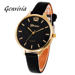 Genvivia Women Watch montre sport femme Casual Quartz Checkers Faux Leather Analog Wrist relogios de pulso feminino Waterproof