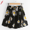 Image of Fashion High Waist Shorts Pants 2017 Summer Elastic Waist Floral Printed Regular Print Drawstring Short Pants