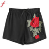 Image of Sexy Appliques Women Short Pants Summer Floral Embroidery Casual Slim High Waist Soft Cotton short feminino