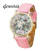 Image of Genvivia 2017 New Arrival ladies sports watches Flowers Women Men Leather Band Analog Quartz Dial Wrist Watch