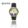 Image of Genvivia Graffiti Pattern Women Watch 2017 Fashion Leather Band Analog Quartz Vogue Wrist Watches free shipping