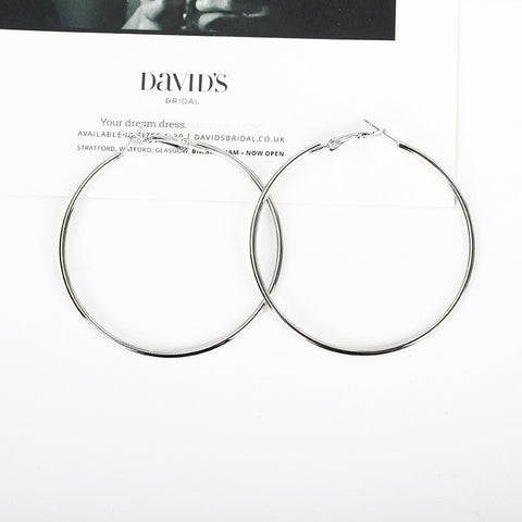 SUSENSTONE 1Pair Beautiful Hoop Earrings Alloy Big Smooth Big Ears Clear Circle Round Charm Earrings For Women Girl