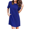 Image of Womens Casual Solid Short Sleeveless Boyfriend Pocket Plain Dress