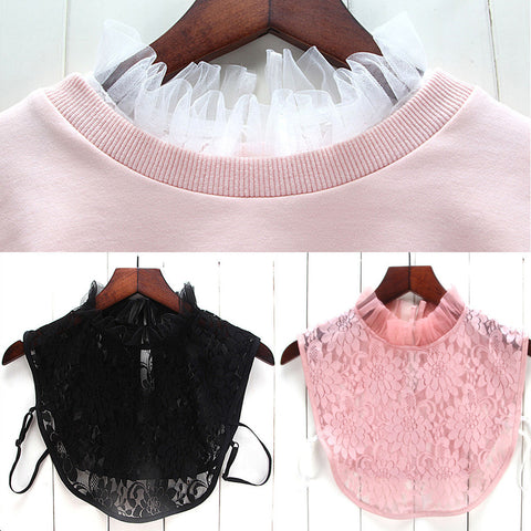 Women New Blouse False Collar Clothes Shirt Detachable Collars Lace Floral