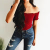 Image of Womens Sexy Solid Strapless Off Shoulder Short Tops Blouse