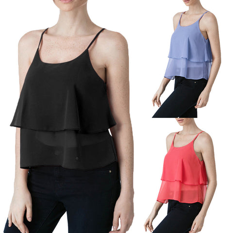 Women Girls Sleeveless Crop Tops Vest  Tank Tops Blouse T-Shirt