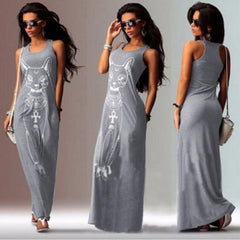 Women Casual Sleeveless Boho Long Cocktail Party Beach Dress