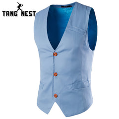 TANGNEST Plus 5 Solid Colors Suit Vest Men 2018 New Arrival Single-breasted Man Vest Slim V-neck Suit Vest Male MWB238