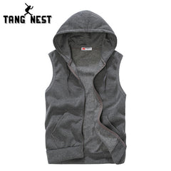 TANGNEST 2018 Spring Summer Fashion Casual Hooded Sleeveless Men Vest Soft Fit Comfortable Solid Color Vest Men 5 Colors MWB183