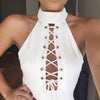 Image of Women Ladies Round Neck Sleeveless Tee Shirt Crop Tops Blouse