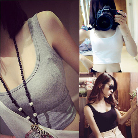 Women Tight Crop Top Skinny O-Neck T-Shirts Sports Dance Short Vest