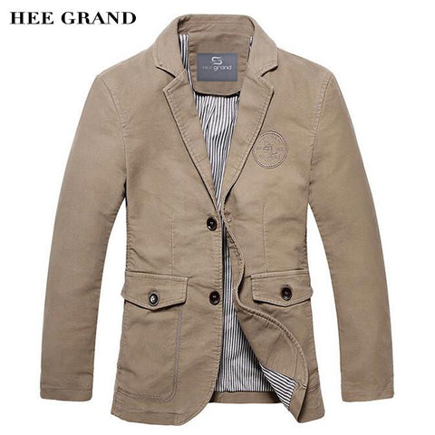 HEE GRAND Men Casual Blazer 2018 Hot Sale 100% Cotton Material Single Breasted Solid Color Design Slim Fitted Spring Suit MWX414