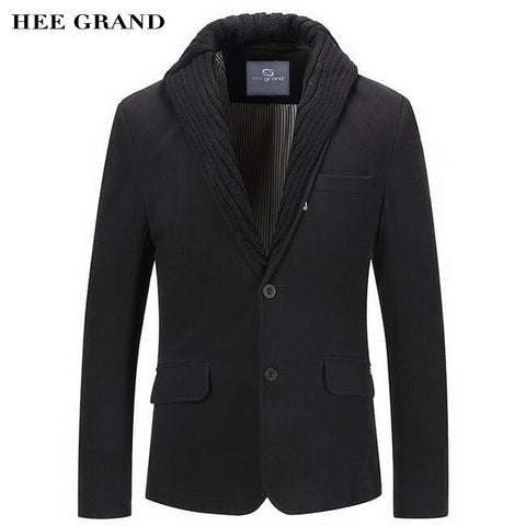 HEE GRAND Men Casual Blazer 2018 New Whole Cotton Material Single Breasted Special Collar Design Slim Blazer Masculino MWX388