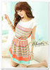 Image of Fashion Women's Colorful Stripes Chiffon Party Mini Dress Clubwear Elastic Waist